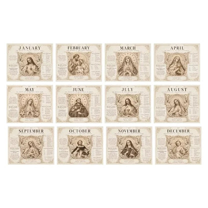 ✝️✨ 2027 Catholic Liturgical Wall Calendar – Gothic Sacred Art & Saints