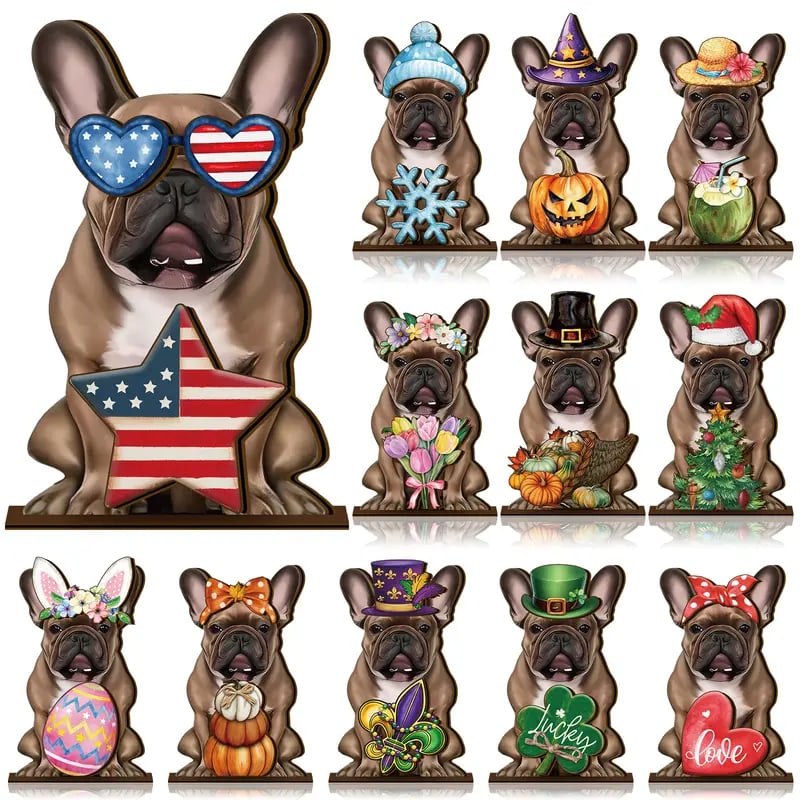 🎁Halloween Sale 50% OFF 🎃🐾Interchangeable Seasonal Animal Wooden Decor Set