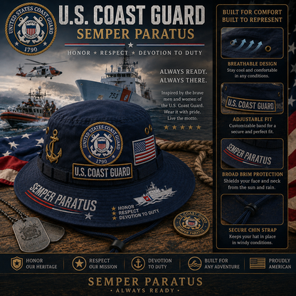 ⚓Last Day Promo: 49% OFF 🌊U.S. Coast Guard Semper Paratus Tribute Boonie Hat