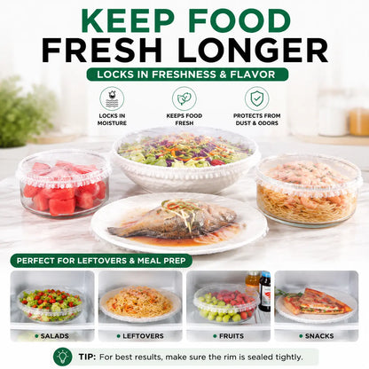 🍽️ 100PCS Disposable Stretch Food Covers | Elastic Bowl Covers