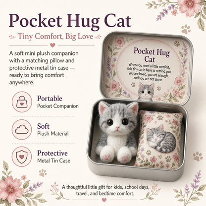 🐱Pocket Hug Plush Keepsake Tin, Mini Portable Comfort Pocket Plush Toy