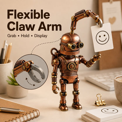 🤖 Steampunk Mood-Bot Desk Robot | Swapable Mood Card Desk Ornament For Office & Study Desktop Decor