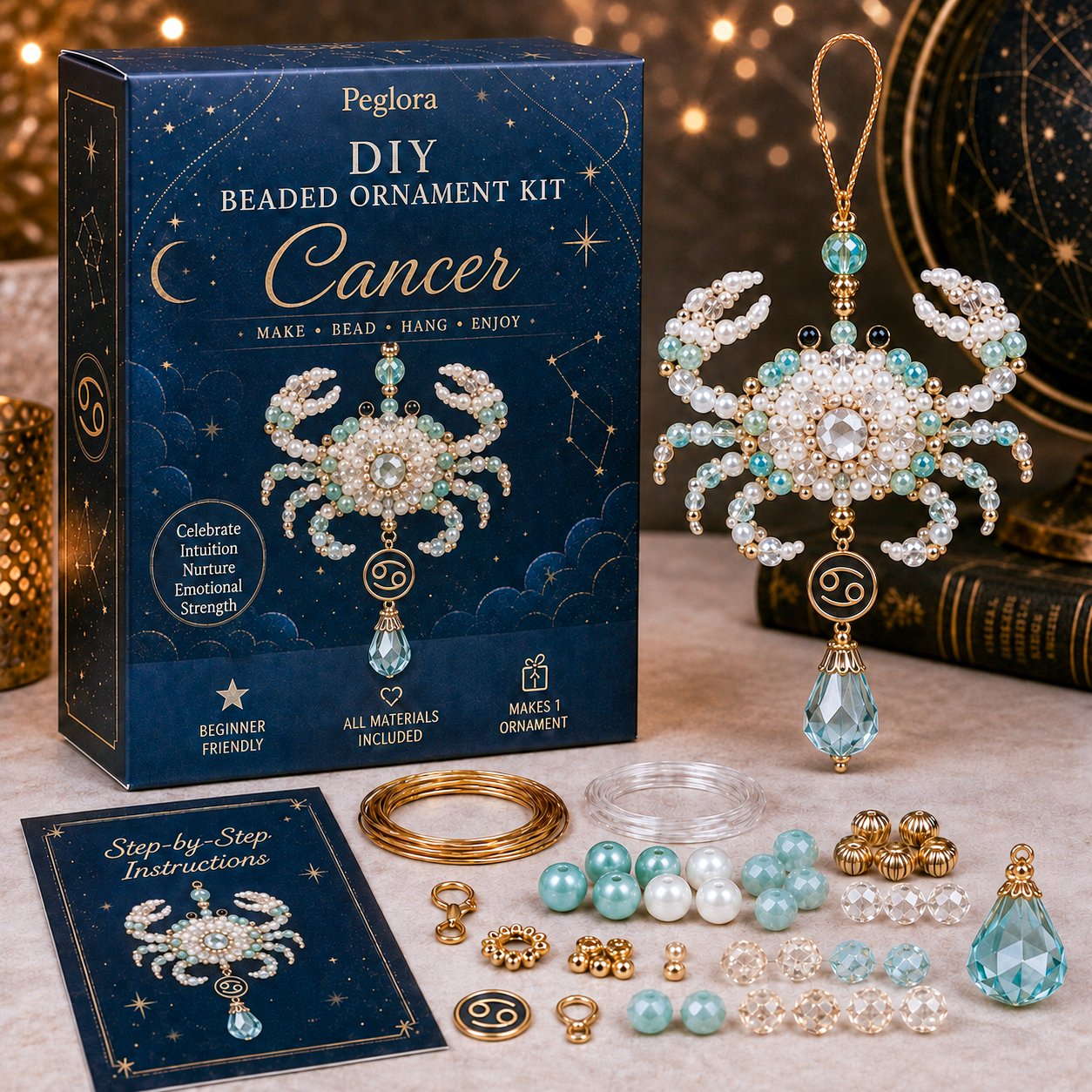 ⏳ Last Day 49% OFF – 🌙 Beginner-Friendly Zodiac Blessing Beaded Ornament DIY Kit Collection | Complete Kit with Beads, Crystal Accents, Zodiac Charms & Step-by-Step Guide Included 💕
