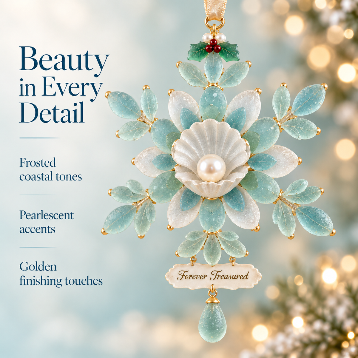 Coastal-style snowflake Christmas ornament
