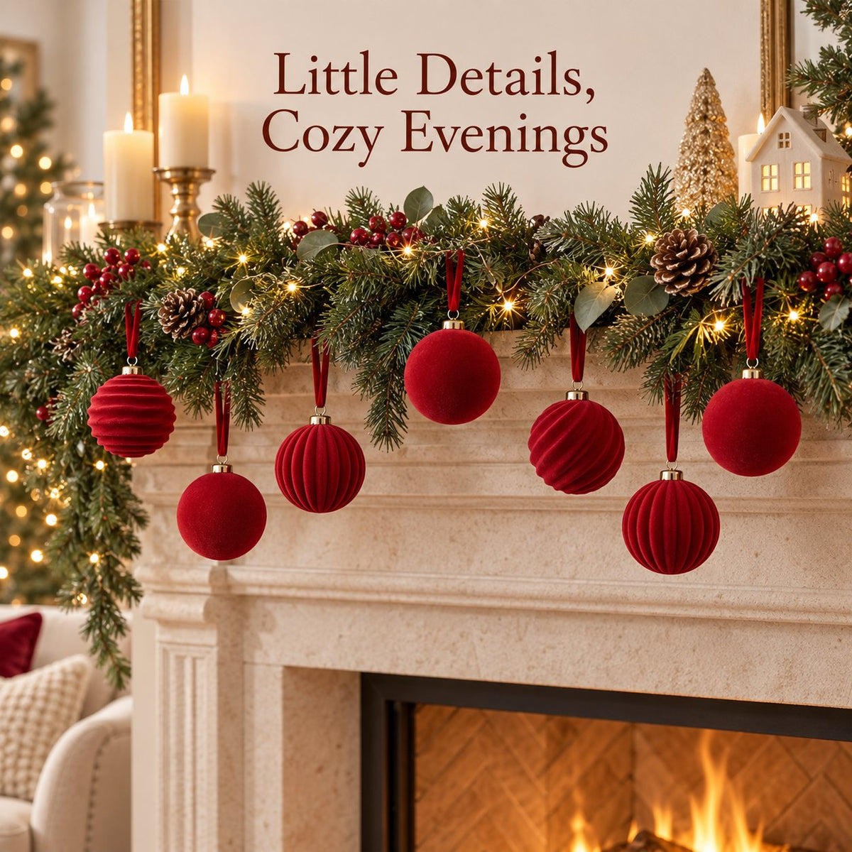 🎄 Red Christmas Ornament Set