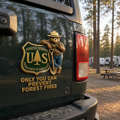 🇺🇸 Last Day Promo: 49% OFF - 🐻USFS Only You Can Prevent Wildfires Car Emblem Metal Badge🌲