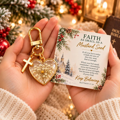 🔥 Last Day 50% OFF –✝️ Mustard Seed Faith Keychain — Keep Believing