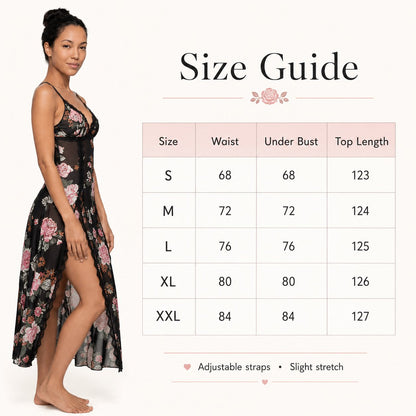 🔥Last Day 49% OFF - Sheer Floral Rose Print Maxi Dress 🎁Buy 2 Free Shipping