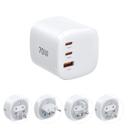 70W GaN Travel Charger – 4-in-1 Rotating US/EU/UK/AU Plug