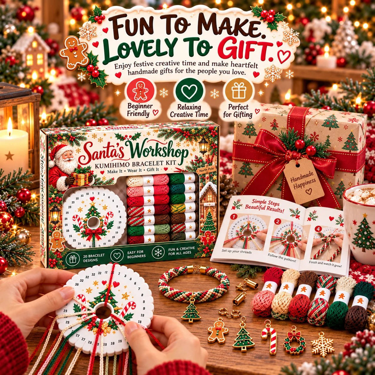 🎄 Christmas Kumihimo Bracelet Making Kit | DIY Braided Friendship Bracelets & Creative Handmade Holiday Gifts 🧶