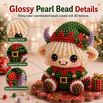⏳ Last Day 49% OFF – 🎄Beginner-Friendly Christmas Highland Cow 3D Pearl Bead DIY Kit | Complete Kit with All Tools & Step-by-Step Guide Included 💕