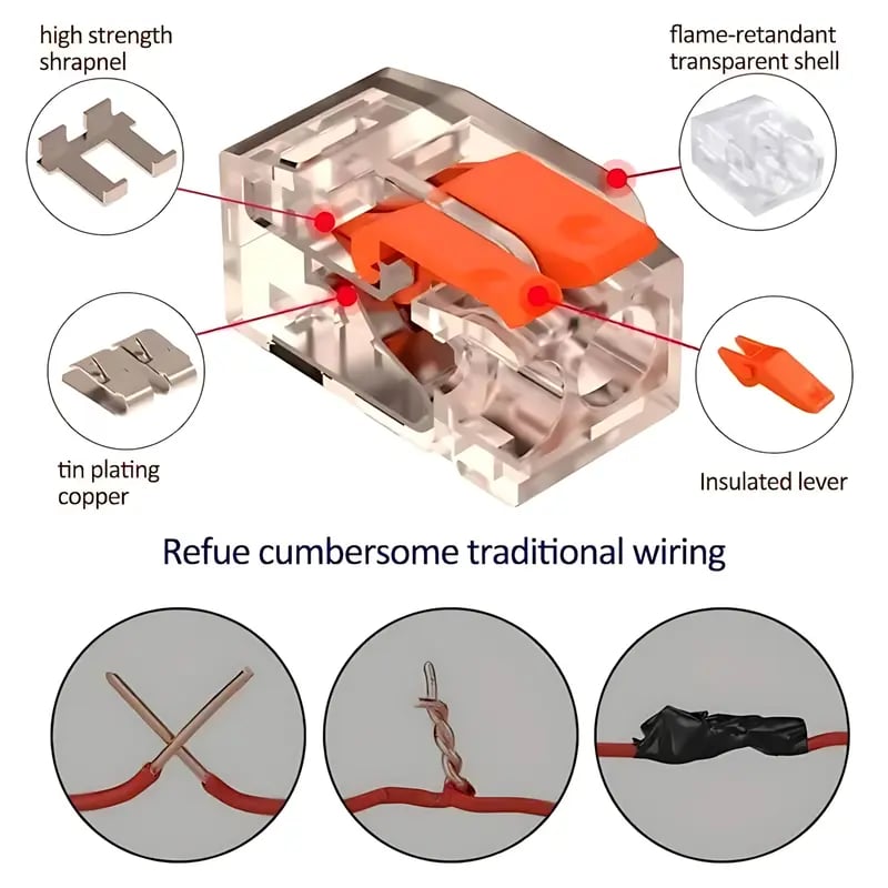 🔥 Electrical Quick Connectors Kit (75 Pcs) – Safe, Fast 2/3/5 Port Lever Wire Connectors⚡