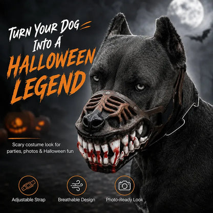 Funny Halloween Dog Muzzle - Realistic Latex Monster Costume with Adjustable Fit