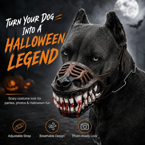 Funny Halloween Dog Muzzle - Realistic Latex Monster Costume with Adjustable Fit