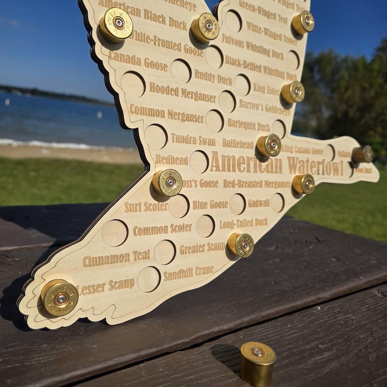 American Waterfowl Challenge Wooden Map  🎯 🦆Engraved 41 Species Duck Hunting Wall Decor & Harvest Tracker
