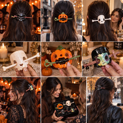 Halloween Ceramic Hair Claw & Pin – 4 Spooky Styles