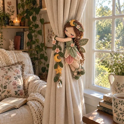 🧚✨ Fairy Hug Crochet Curtain Tiebacks – Whimsical Fairy Window Decor, Handmade Charm & Unique Gift Idea (📦Buy 2 Free Shipping)