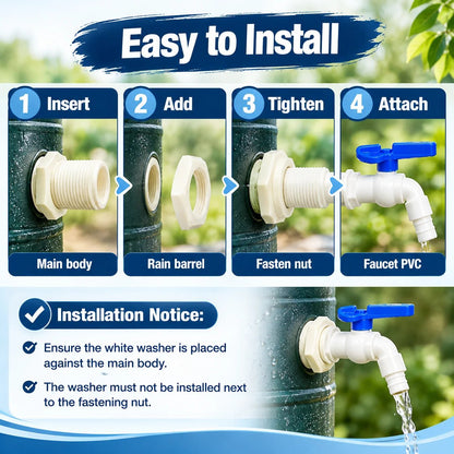 2Pcs Rain Barrel Faucet Kit with Hole Saw and 1/2' PVC Bulkhead Fitting