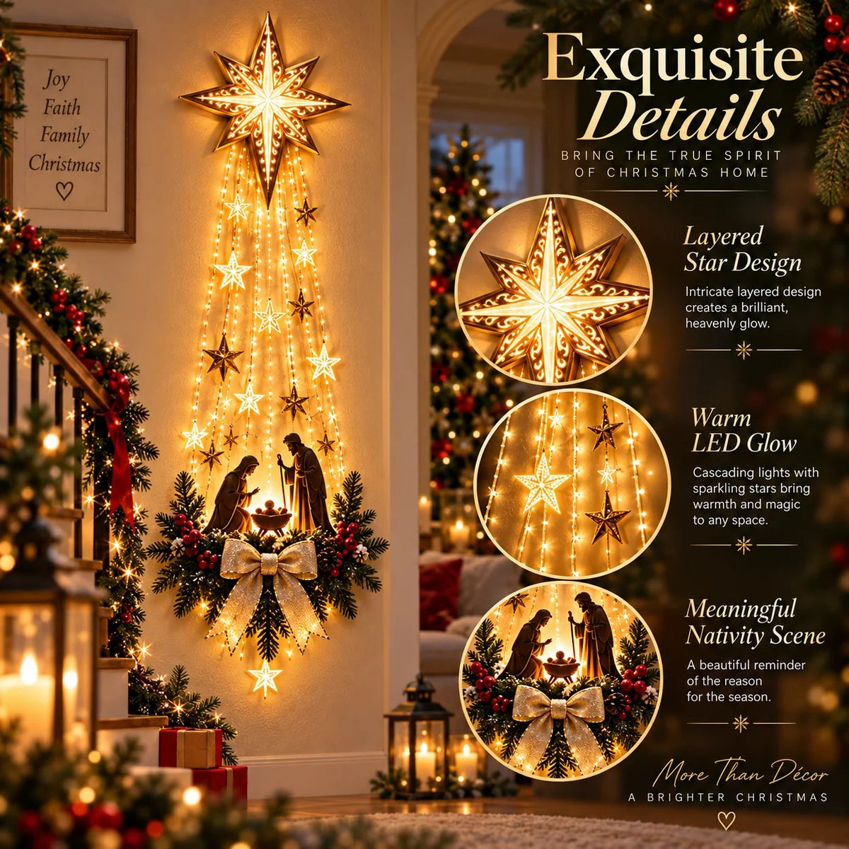 ✨✝️ Bethlehem Star of Faith™ – Lighted Nativity Wall Decor✝️