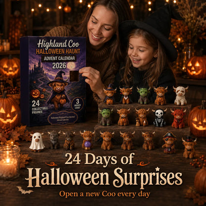🎃 Highland Coo Halloween Advent Calendar 2026 - 27 Cute Collectible Figures Countdown Set