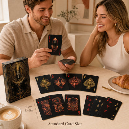 Black‑Gold Egyptian Themed Playing Cards – 300g Blue-Core Deck