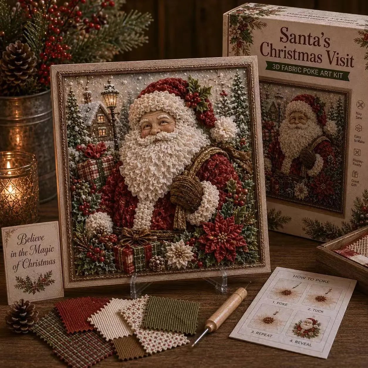 🔥2026 HOT SALE 49% OFF 💥🎄 3D Christmas Fabric Poke Art DIY Craft Kit