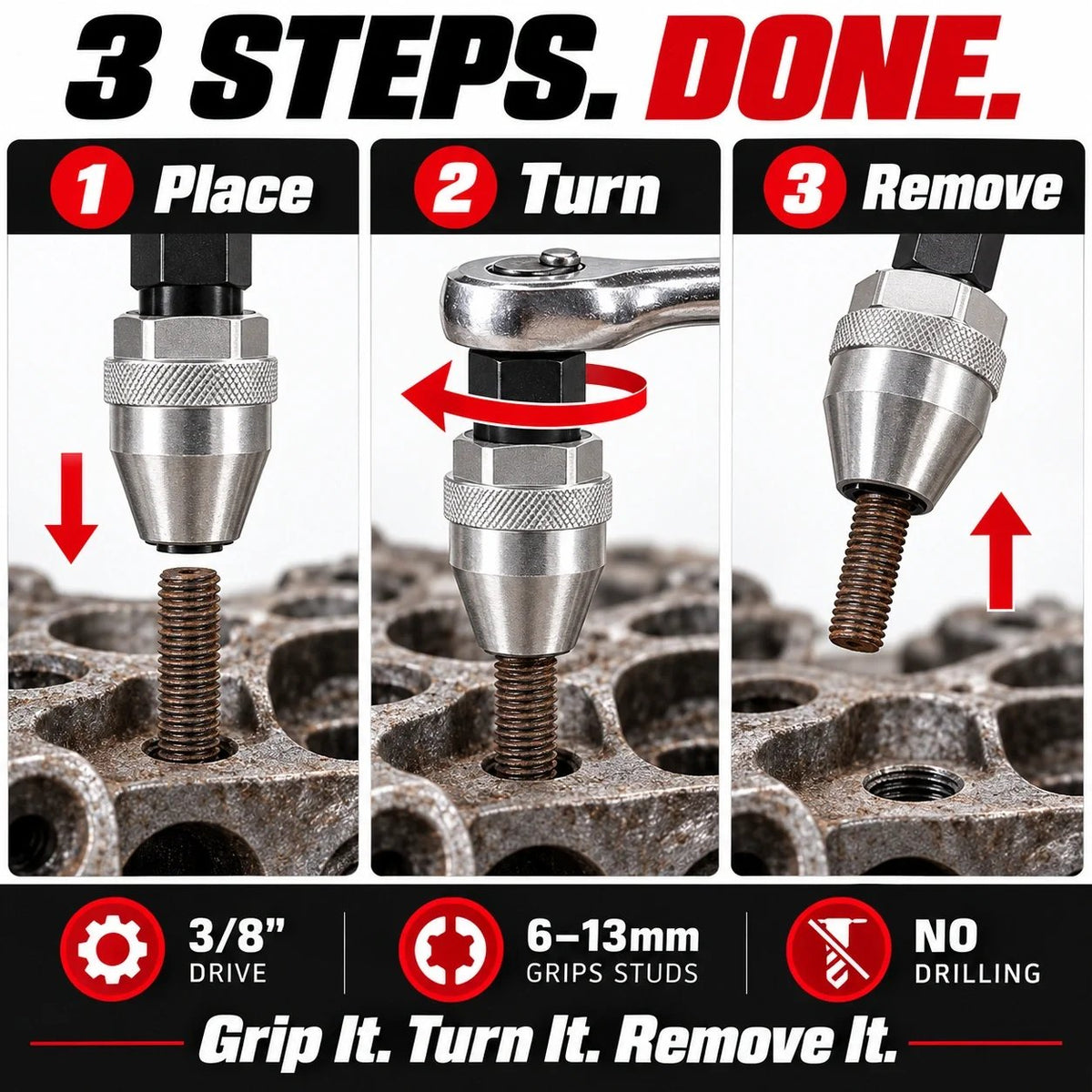 RAYSDEX Impact Stud Extractor – 6–12mm