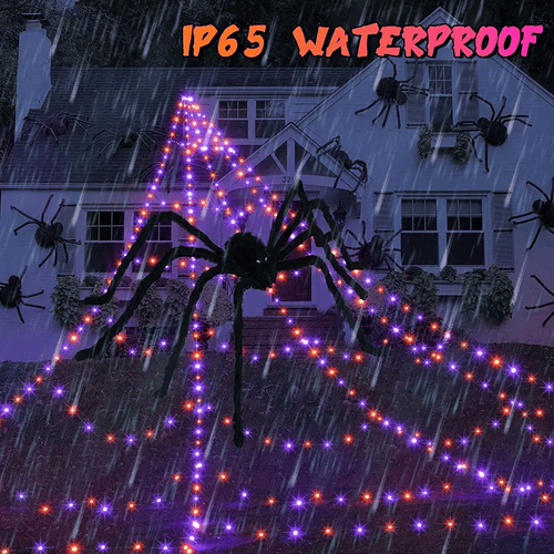 🎃Halloween Glowing Spider Web Lights🕷️