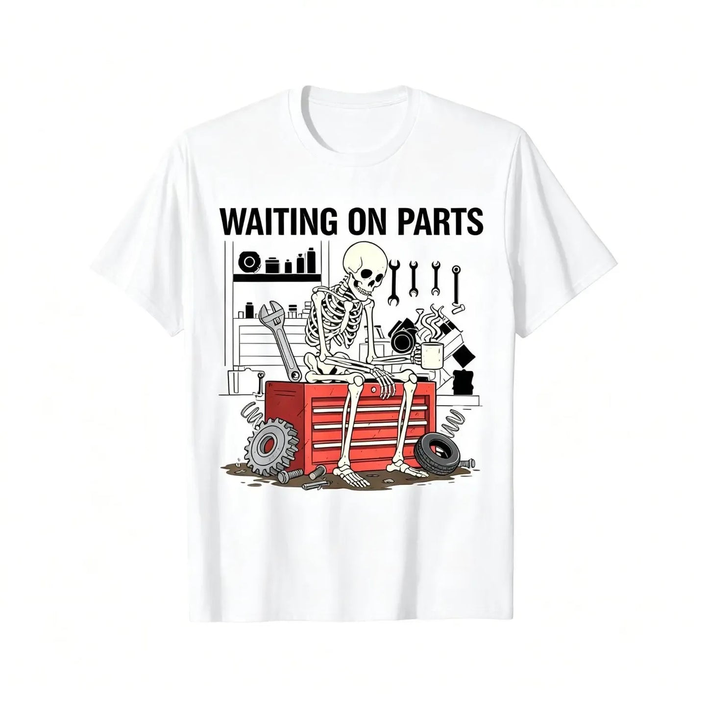 Humorous Skeleton Auto Mechanic T Shirt for Men Women and Couples Trendy Short Sleeve Street Style Casual Summer Tee Must Have Fashionable Top