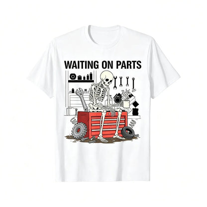 Humorous Skeleton Auto Mechanic T Shirt for Men Women and Couples Trendy Short Sleeve Street Style Casual Summer Tee Must Have Fashionable Top