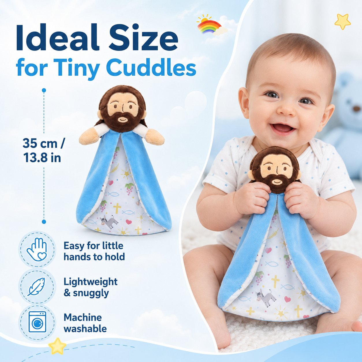 ✝️Jesus Baby Lovey Security Blanket❤️Faith, Love, Safe & Comfort In Every Hug🤗