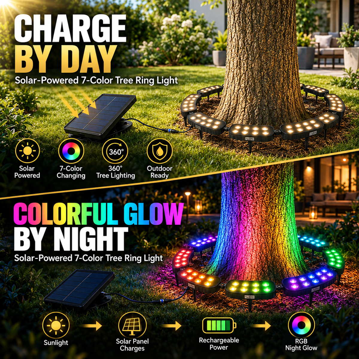 🏳️‍🌈 One Tree. Endless Colors. – Solar RGB Landscape Ring Light