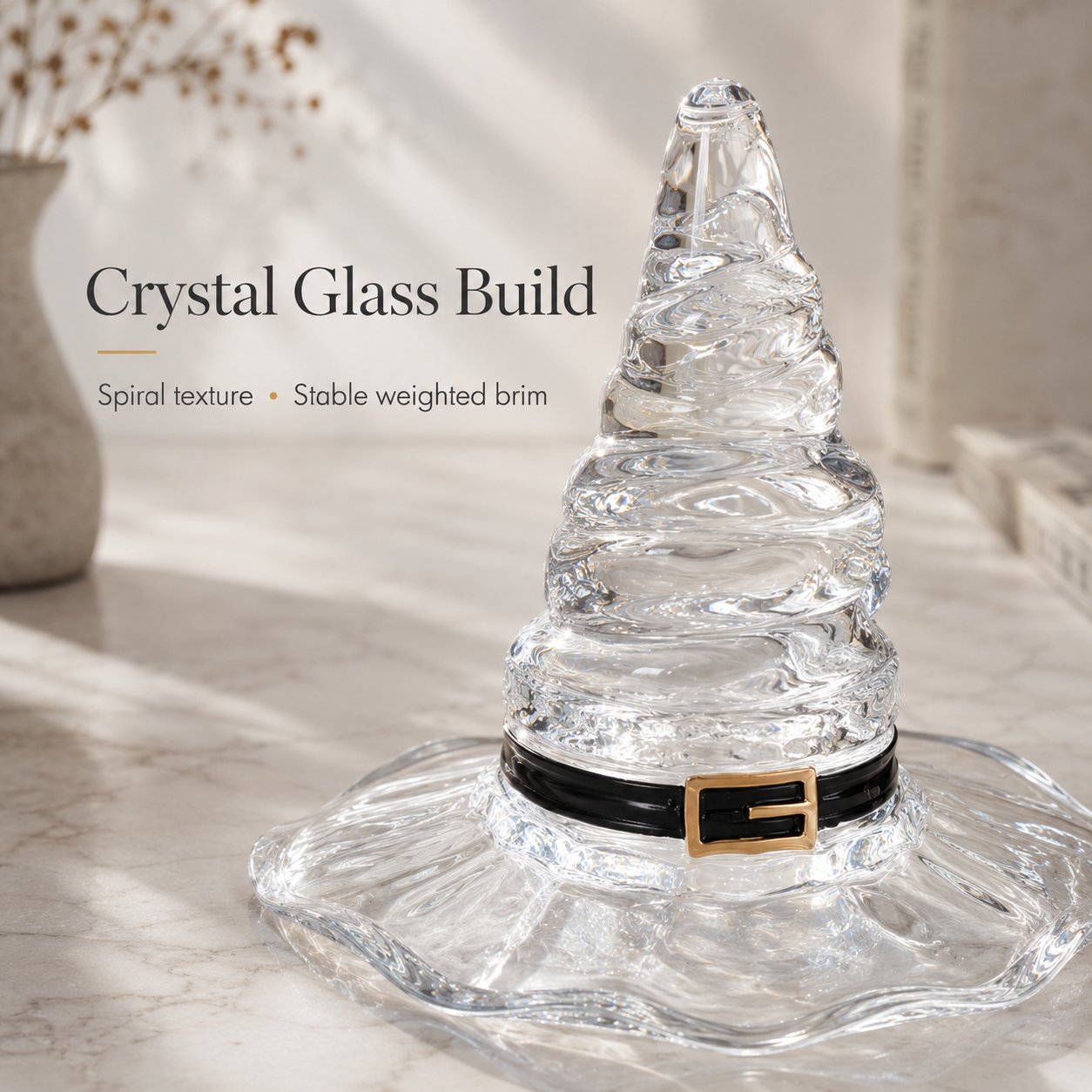 🔮 Ethereal Mouth-Blown Crystal Glass Witch Hat