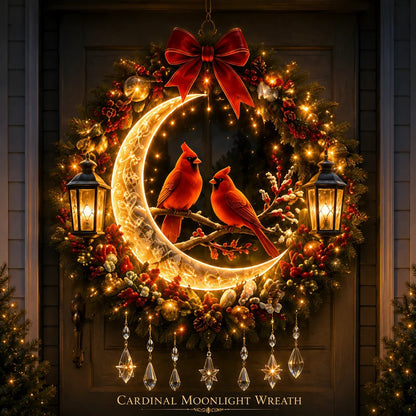 🎄✨ Christmas Moonlight Wreath Collection – Lighted Holiday Door Decor
