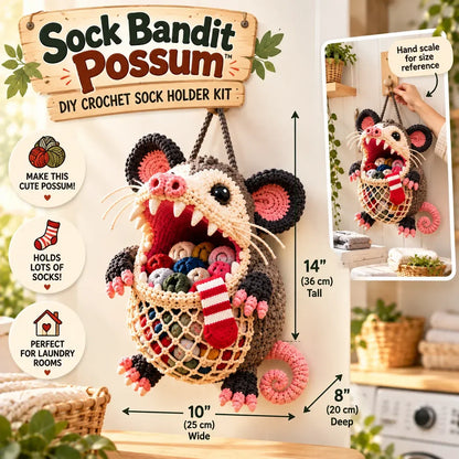 🧦😂 Sock Gobblers™ – DIY Crochet Animal Sock Holder Kit | Funny Hanging Laundry Organizer & Creative Handmade Gift 🦈🐊