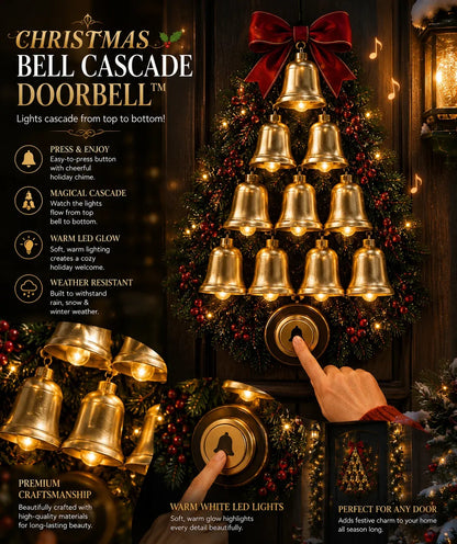 🔥😍🔔 Christmas Bell Cascade Doorbell– Light-Up Holiday Chime Door Decor 🎄