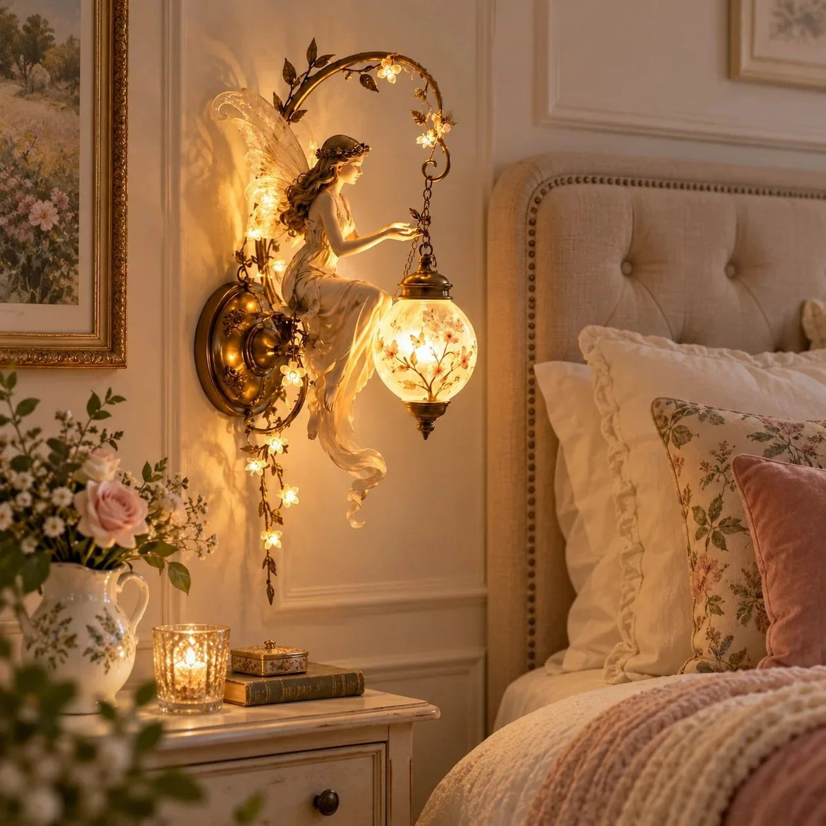 Enchanted Fairy Blossom Lantern Wall Light – Floral Fantasy Décor