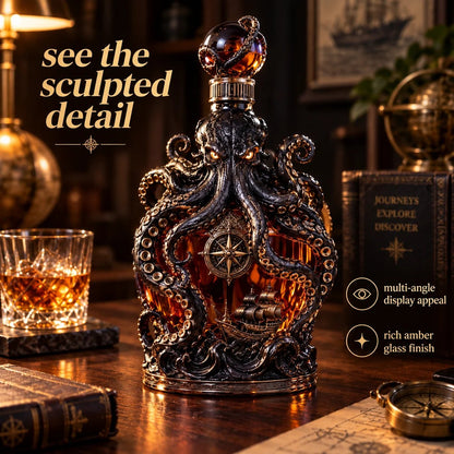 🐙 Dark Abyss Kraken Decanter | Sculpted Nautical Collector Bottle