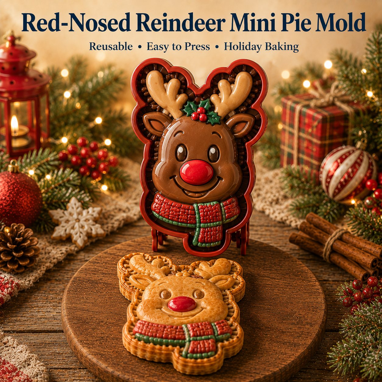 ⏳ Last Day 49% OFF – 🎄 9-Design Christmas Mini Pie Mold Collection | Reusable Embossed Molds for Shaping Detailed Santa, Snowman, Reindeer, Tree & Holiday Pies 🥧✨