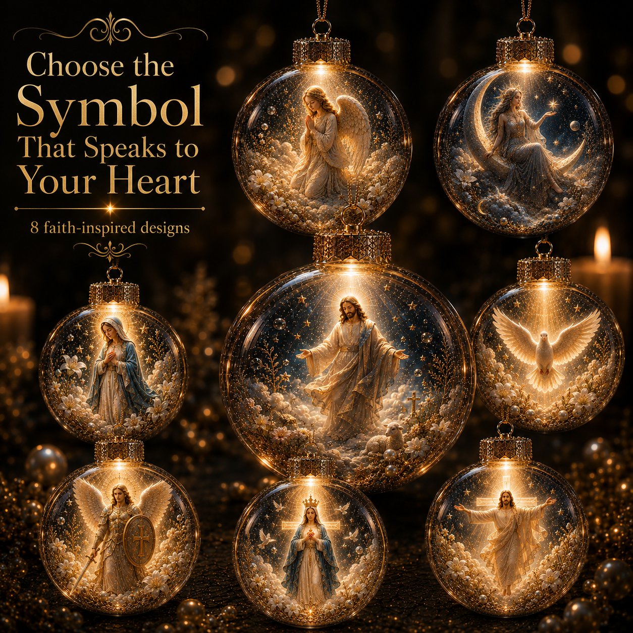 ⏳ Last Day 49% OFF – ✝️ Illuminated 3D Christian Faith Ornament Collection | Clear Globe with Sacred Figures, Warm Golden Glow & 8 Meaningful Designs ✨