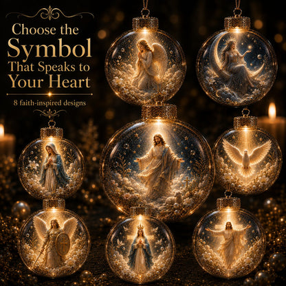 ⏳ Last Day 49% OFF – ✝️ Illuminated 3D Christian Faith Ornament Collection | Clear Globe with Sacred Figures, Warm Golden Glow & 8 Meaningful Designs ✨