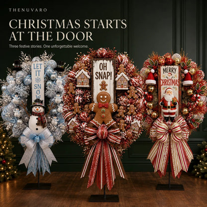 🎄 Oversized Themed Christmas Door Wreath – Snowman, Gingerbread & Santa Styles