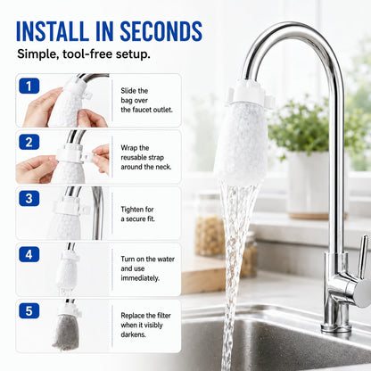 🚰 100 Pack Faucet Filter Bags – Cleaner Water, Less Splash, No Tools Needed