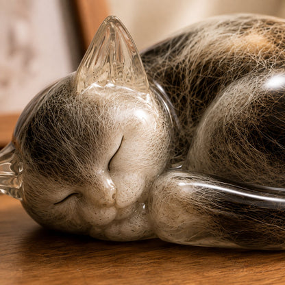 Sleeping Cat Pet Memorial Fur Keepsake — Keep a Real Part of Them Close