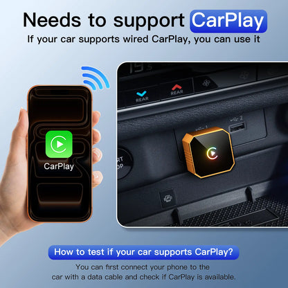 🚘2 in 1 Wireless CarPlay Adapter, Plug & Play, Fast Auto Connection, Compatible with Factory CarPlay Cars 2016+