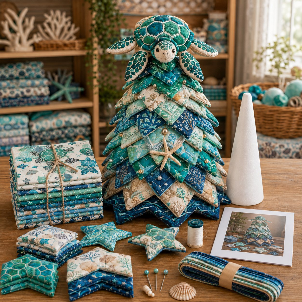 🔥 LAST DAY 49% OFF – 🌊 Ocean Dreams Layered Fabric Tree Craft Kit | Create a Freestanding Coastal Centerpiece with Coordinated Fabrics & Marine Topper 🐚✨