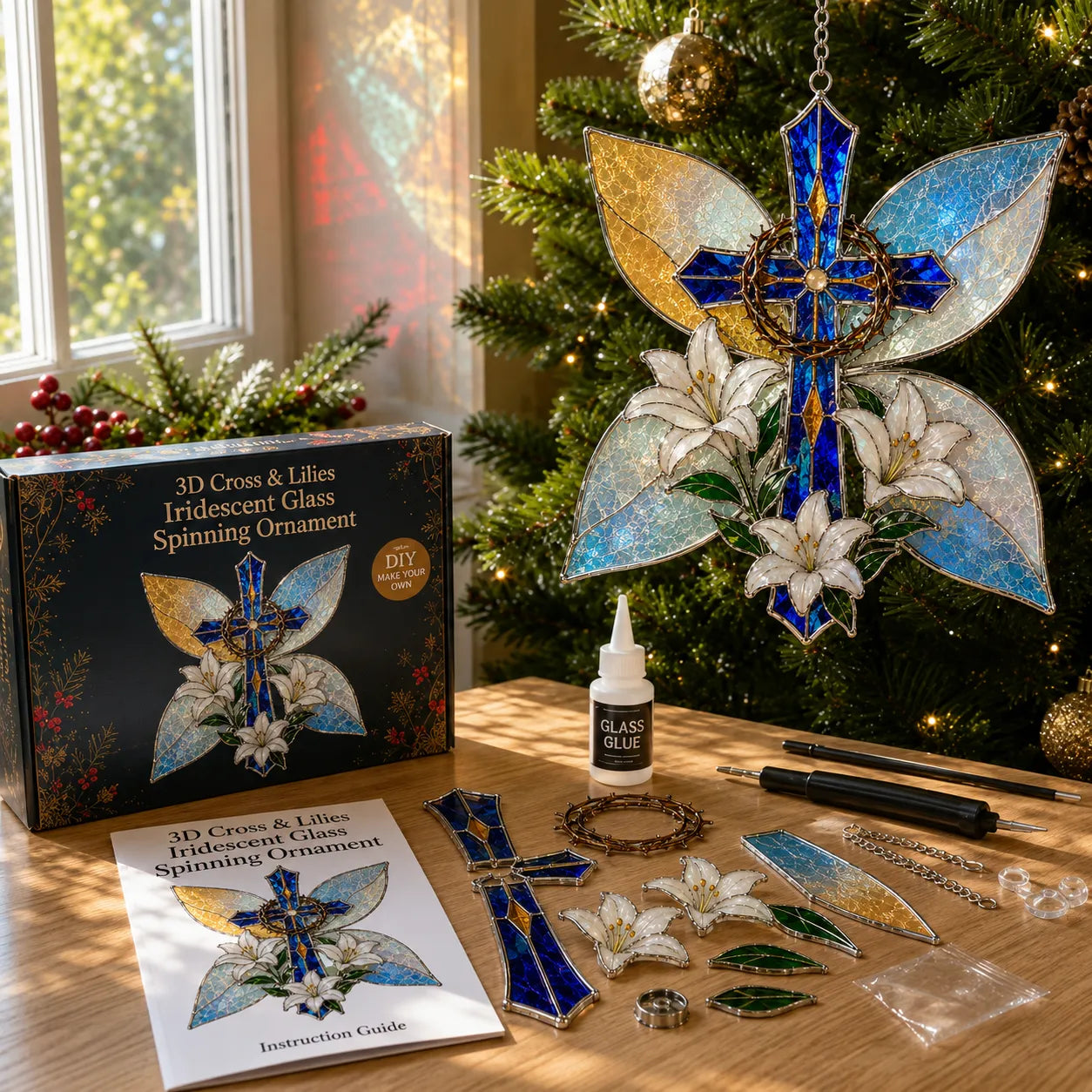 ⏳ Last Day 49% OFF – ✝️ Beginner-Friendly 3D Christian Iridescent Suncatcher DIY Kit | 6 Faith-Inspired Designs with Glass-Style Panels, Metal Frames, Hanging Chain, Tools & Step-by-Step Guide Included 💕