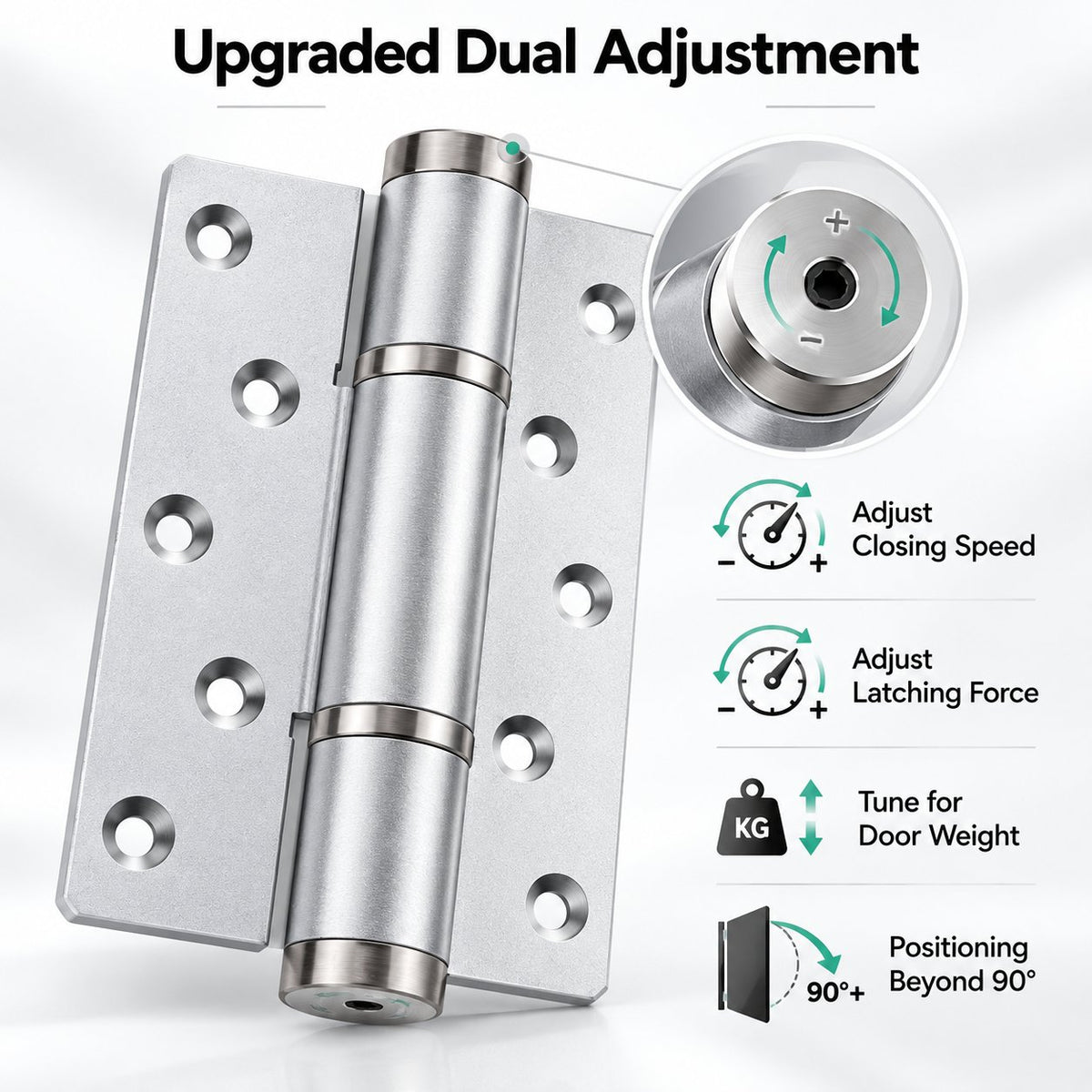 🚪 5' Hydraulic Self-Closing Door Hinge — Dual-Adjustable Soft-Close Design
