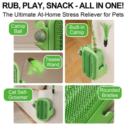 3-in-1 Soft Plastic Cat Corner Groomer with Catnip - Grooming Supplies