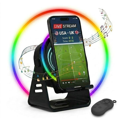 [7-in-1 Upgrade] Wireless Induction Speaker Phone Stand with Remote Control